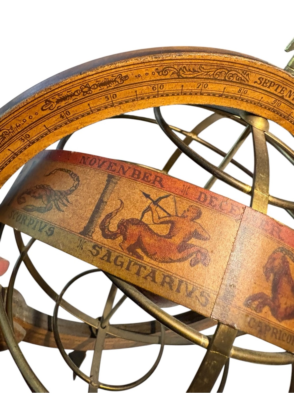 Vintage Decorative Armillary Sphere in Warm Brown and Brass - Picture 13 of 16